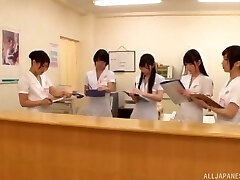 Nasty polyclinic staff attacks a patient with a stiff boner