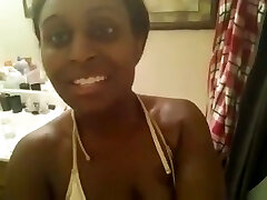 Sexy ebony girl showing big butt in the bathroom