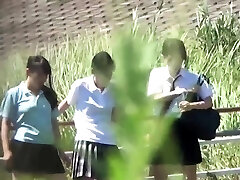 Japanese school teens peeing