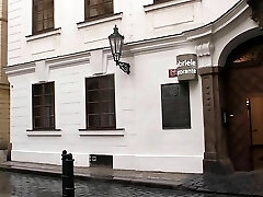 Filming porn movie with sexy grandma in undergarments