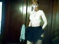 This wicked Cougar in sexy skirt loves to smoke and she milks a lot