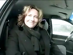 Huge-chested mature bitch inhales my buddy's weiner in a car