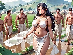 AI Generated Images of Horny Anime Indian women & Elves having fun & common tub