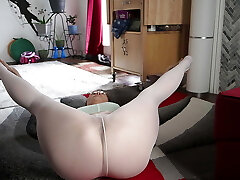 Goddess Aurora Willows Stretching in Stockings No Show Socks