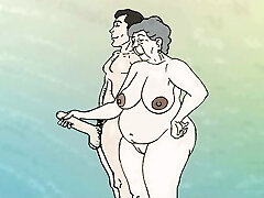 Desire lustful granny on the beach! Porn cartoon