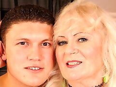 Platinum-blonde Hairy GILF Mylen Enjoys Energetic Rock Solid Dick
