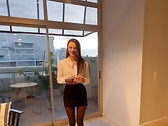 customer-oriented realtor swallowed weenie and spread her legs in front of a buyer to sell an apartment