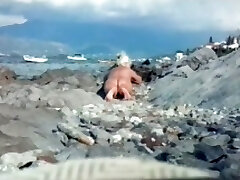 dutch bosnian granny on the beach