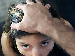 She loves this obedient young gal to give my cum to her face