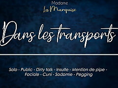 Teased in public by a jerking french damsel - French Audio porn