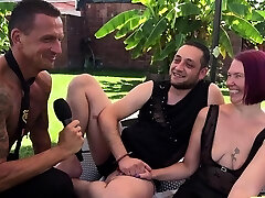 Tied slave gets poon fingered