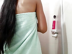 Karla my ultra-kinky stepsister gets smashed by my big hard pink cigar in the shower while our parents leave us alone