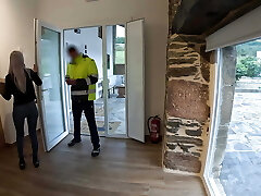 The parcel delivery man comes to bring me a package and I give him a surprise sucky-sucky