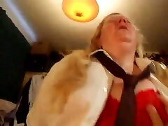 Extremely fat and horny mature whore with ugly flabby belly was railing cock