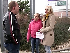 Bella D and lusty bitch in corset treat dude like a piece of poop before giving BJ