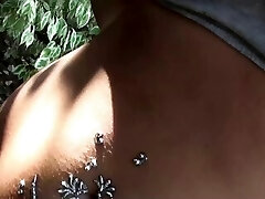 Gagged belly button torture