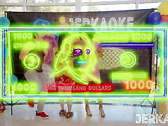 Jerkaoke- Petite Brunette Aria Lee Rides Big Cock