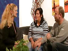 Two housewife milfs at Simones get their pussies penetrated to enjoy in German amateur