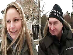 Good looking German lady pleasing a hard cock outdoors