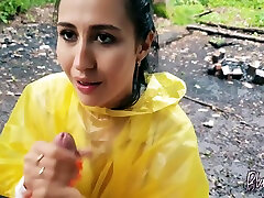 Brunette Girl In Yellow gay scat Sucks Cock Outdoors