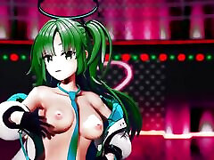 archive bleue yuuka danse à moitié nue hentai mmd 3d couleur de cheveux vert foncé modifier smixix
