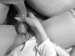 The half -sister masturbated, and the brother helped with orgasm