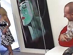 Small Drops of Cum Pour Out of This Blondes Asshole After a Massive Threesome