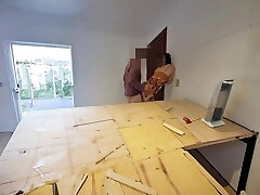 Married wife sucks old cock Drink Sperm At The Construction Site