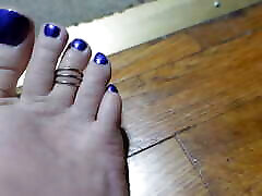 Toe Wiggling with Toe Ring and Purple Toenails