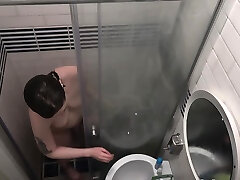 Girl delighting a freshening steam shower