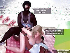 schlampenfrau milf bekommt dp von bbc & creampied am strand, während sie ehemann betrügt 3d-comic