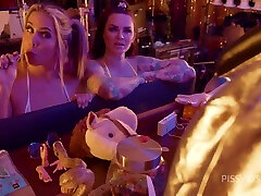 Bimbo Sluts Fuck and Squirt in the Arcade - PissVids