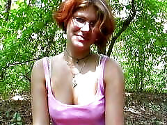 Wild German chick having a great time with her fucker in the woods