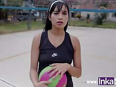 After playing volleyball alone in the street, this petite Peruvian girl gets parvent sex and gets fucked with a black mounster cock
