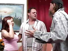 A perfectly rounded MILF gets her ass, and pussy handed to her by two guys