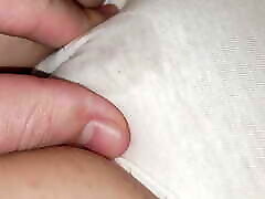 Spitting and Rubbing Cameltoe Hairy Hot Pussy