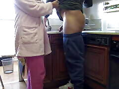 stepson fucks stepmom hard in the kitchen