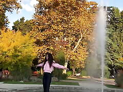 Katty Shows Her Tits in a Park - Flashing