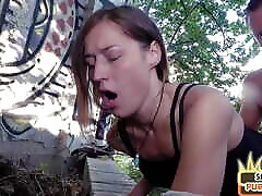 Cute amateur babe public fucked outdoor by blind sex date