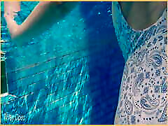 Wifey stuns everyone in amazing hot one piece bathers and flashes her perfect tits.