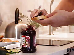 RIM4K. Babe gives her husband a rimjob in kitchen before a breakfast in bed