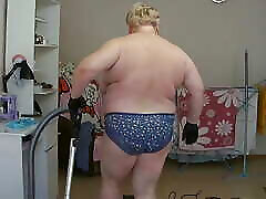 I spied on my mother-in-law and watched her vacuuming naked