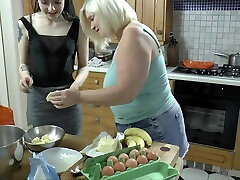 Lesbian naked dirty cooking