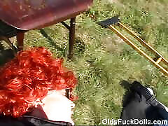 Olds fuck dolls - 18yo girl Kitty Salieri fucked hard by old lecher Tim Wetman in a park in the city