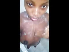 This Cute Hot Ebony Teen Girl In The Shower Finger Playing with Her Tight wet Juicy Pussy - Mastermeat1