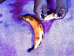 BIG BANANA vs Tight Ebony Pussy