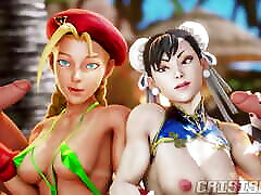 Chun li and Cammy Beach Fun Fuck