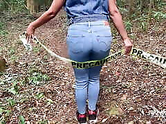 Caution! lonely hot milf walking in the woods perfect place to cum on her face