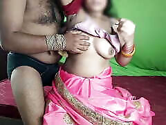 After squeezing the white breasts of the young Bhabhi, I inserted a thick penis in her tight pussy
