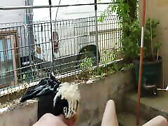 A slutty milf fucked on the terrace
